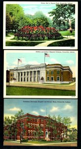 B15 Evansville, 3 Pcs. Hospital, Bayard Park, Sailor's & Soldier's Mem. Coliseum