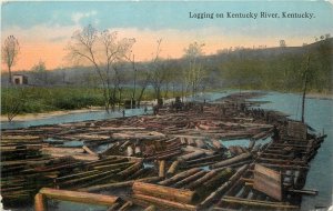 Postcard C-1910 Kentucky Logging on River Bagby Teich KY24-1924