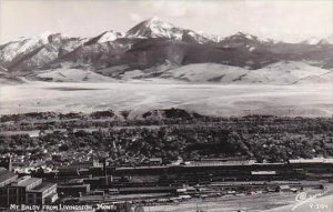 Montana Mount Baldly From Livingston Real Photo RPPC