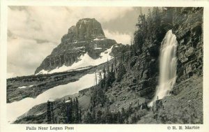 Falls Logan Pass Marble Glacier Montana 1930s RPPC Photo Postcard 21-4197