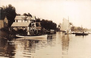 J59/ Lake Odessa Michigan RPPC Postcard c1910 Sailboat Jordan Lake 356