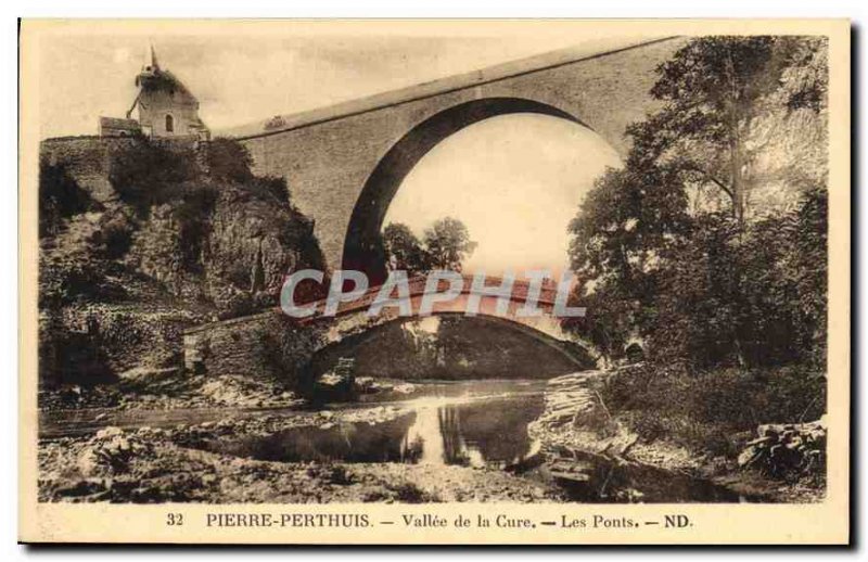 Postcard Old Pierre-Perthuis Vallee Cure Bridges