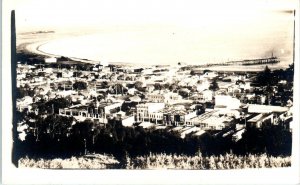 RPPC  SANTA BARBARA?, CA California  Birdseye VIEW TOWN, PIER  c1920s   Postcard