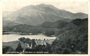 LOCK ACHRAY & BEN VENUE FROM ABOVE TROSSACHS HOTEL SCOTLAND UK POSTCARD c1940s