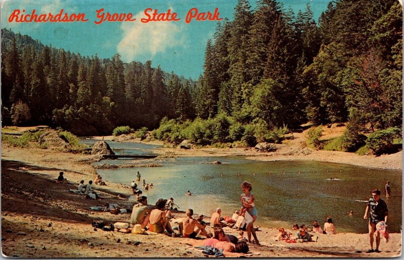 On the Beach, Eel River, Richardson Grove State Park, CA Vintage Postcard O78