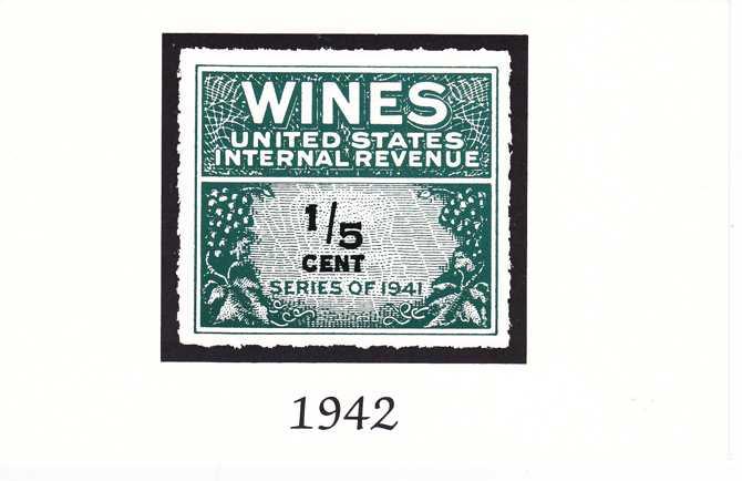 Wines US Internal Revenue Stamp pictured on Post Card