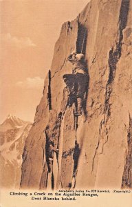 FRENCH ALPS~CLIMBING CRACK ON AIGUILLES ROUGES-DENT BLANCHE PHOTO POSTCARD