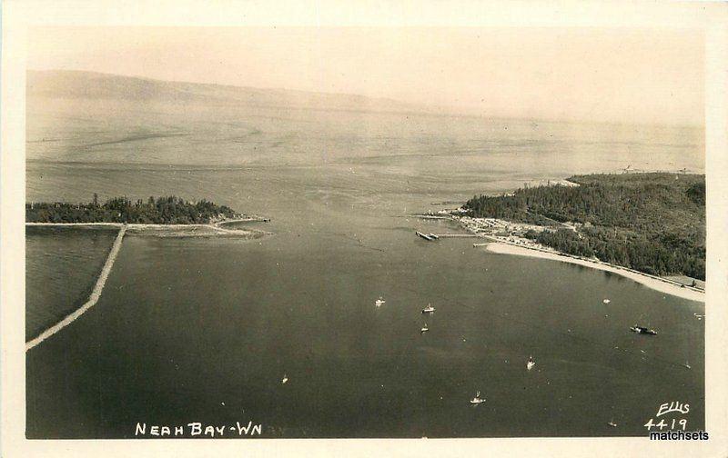 1950s Neah Bay Washington Aerial View Ellis RPPC Real photo postcard 7247