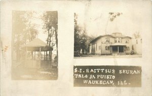 Postcard RPPC c-1910 Waukegan Illinois Finnish Independence Hall 23-13856