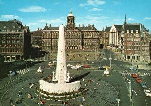 Vintage Postcard Dam with Royal Palace & National Monument Amsterdam Holland NL