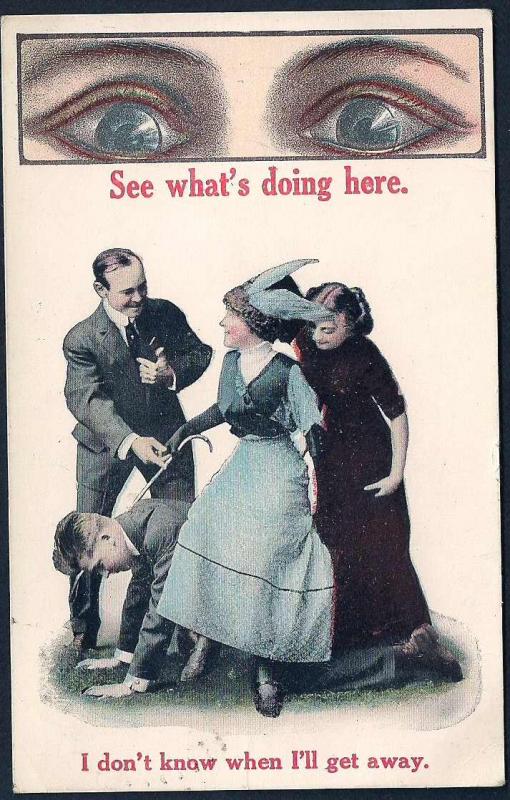 See What's Doing Here Lady in Control BIG EYES used c1915