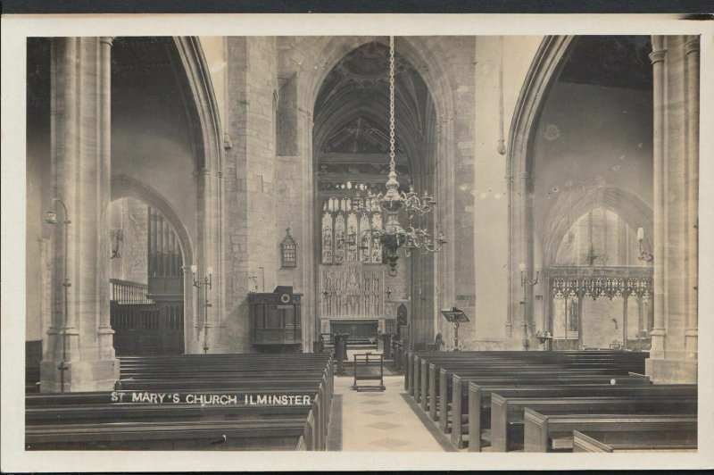 Somerset Postcard - Interior of St Mary's Church, Ilminster    MB1928