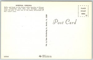 Ocean View Virginia 1950s Postcard Norfolk Beach