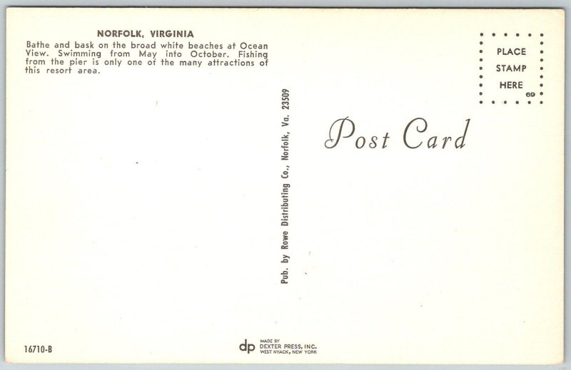 Ocean View Virginia 1950s Postcard Norfolk Beach