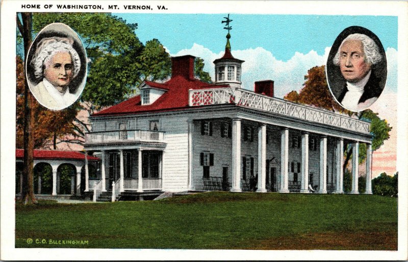 Vtg 1920s Home of George Washington Mt Vernon Virginia VA Unused Postcard