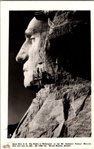 RPPC Vintage Postcard Profile of Washington Mt. Rushmore Black Hills, SD KJ3
