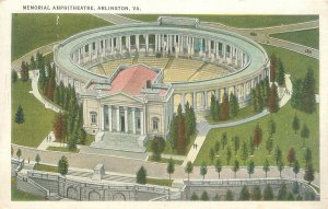 Arlington VA Memorial Amphitheatre Aerial View 1937 Linen Postcard Used