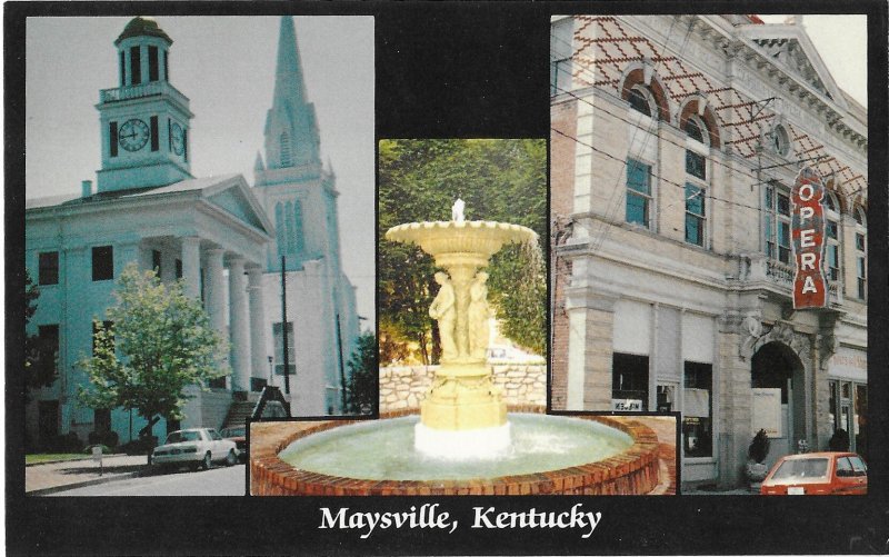 Split View of Maysville Kentucky Courthouse Fountain & Opera House