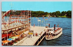 Shafer Lake~Indiana Beach Galaxi Roller Coaster~Steam Boat~1973 Checklist PC