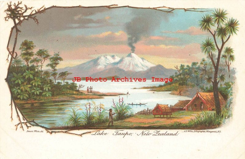 New Zealand, Lake Taupo, Panorama View, Village Scene, A.D. Willis 