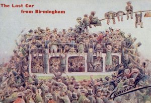 Birmingham Disaster Coach Transport Bus Comic Old Postcard