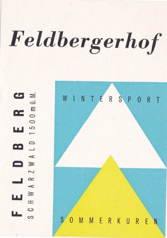 Germany Feldberg Feldbergerhof Vintage Luggage Label sk3753