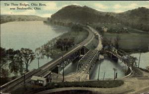 Three Bridge Near Steubenville OH c1910 Postcard