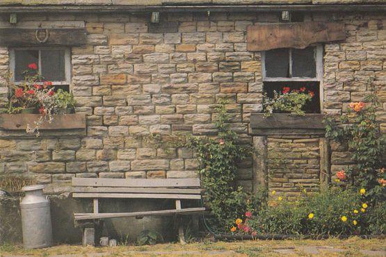 Emley Farm Broken Bench Yard Yorkshire Postcard