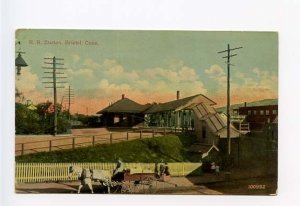 Bristol CT Railroad Station Train Depot Postcard