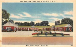 PERRY, GA Georgia   NEW MECCA COURT MOTEL  Roadside  c1940's Linen Postcard