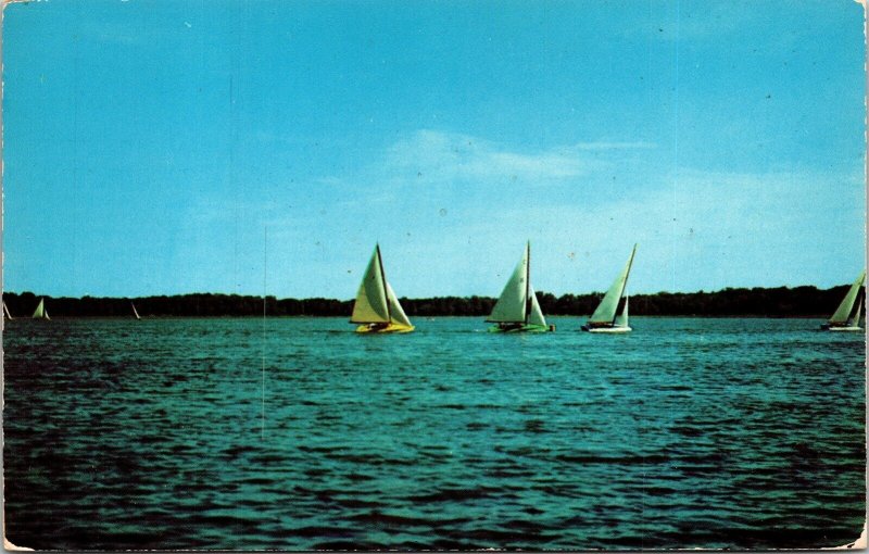 Sailboating Minneapolis Lake Calhoun Minnesota MN Postcard PM Clean Cancel WOB 