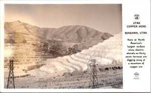 Frashers Fotos Real Photo Postcard Utah Copper Mine U.S. 40 in Bingham, Utah