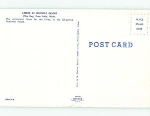 Unused Pre-1980 LODGE SCENE Cass Lake Minnesota MN J7262