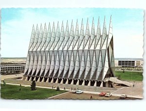 1950s U.S. AIR FORCE ACADEMY CONTROVERSIAL CHAPEL PIKES PEAK CO POSTCARD P2876