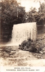 J65/ Manitoulin Island Ontario Canada RPPC Postcard c1940s Kagawong Falls 198