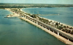 Canada Aerial View Burlington Skyway Hamilton Ontario Chrome Postcard 08.68