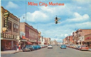 Miles City Montana Main Street 7th Automobiles Roberts Postcard 21-8478