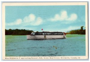 Brockville Ontario Canada Postcard Miss Brockville V Snider Boat Cruise 1952