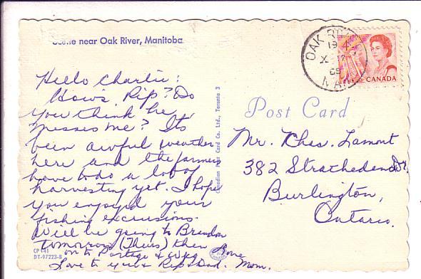 Oak River, Manitoba, 1964 Cancel