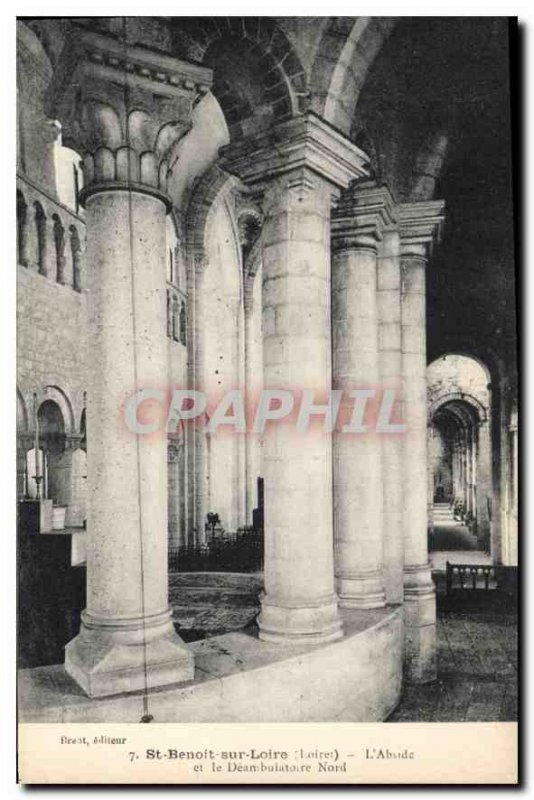 Old Postcard St Benoit sur Loire Loiret The apse and the ambulatory North