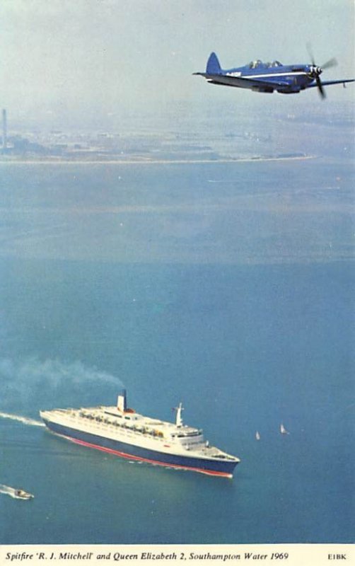 Queen Elizabeth 2 Spitfire FJ Mitchell Cunard Line Ship Unused 