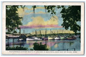 1942 Picturesque Shrimp Boats Anchor In Beautiful Back Bay Biloxi MS Postcard