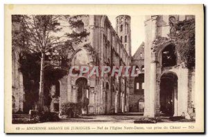 Old Postcard Abbey of Jumieges Nave of the Church of Notre Dame view from the...