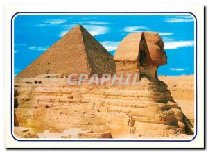 Postcard Modern Egypt Giza The Great Sphinx and Cheops Pyramids