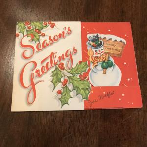 Cute Vintage Snowman Christmas Card With Flip Action - Season's Greetings