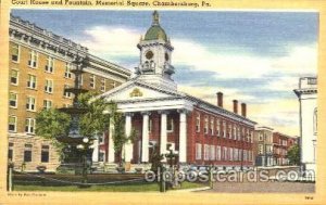 Memorial Sq. Chambersburg, PA USA Court House & Fountain 1949 