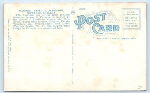 Masonic Temple WINDSOR Ont. Canada Heraldic Postcard