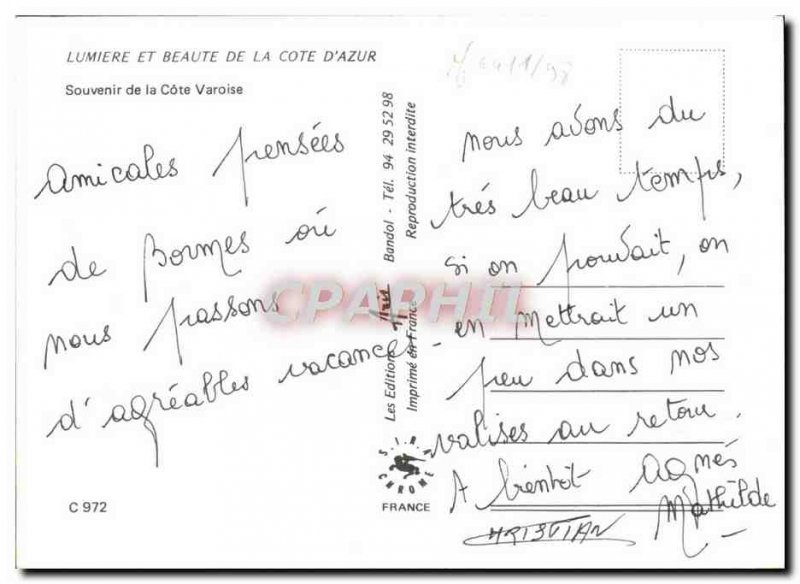 Postcard Modern Light And Beauty Of The Cote d & # 39Azur Souvenir De La Cote...