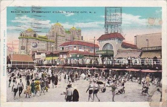 New Jersey Atlantic City Beach Scene At Kentucky Avenue 1931