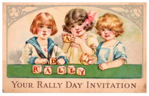 Rally Day, children playing with blocks
